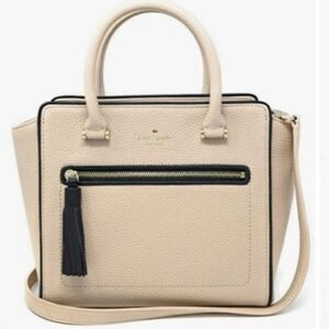 Kate Spade Allyn Chester Street Leather Satchel Beige/Black- Great Condition